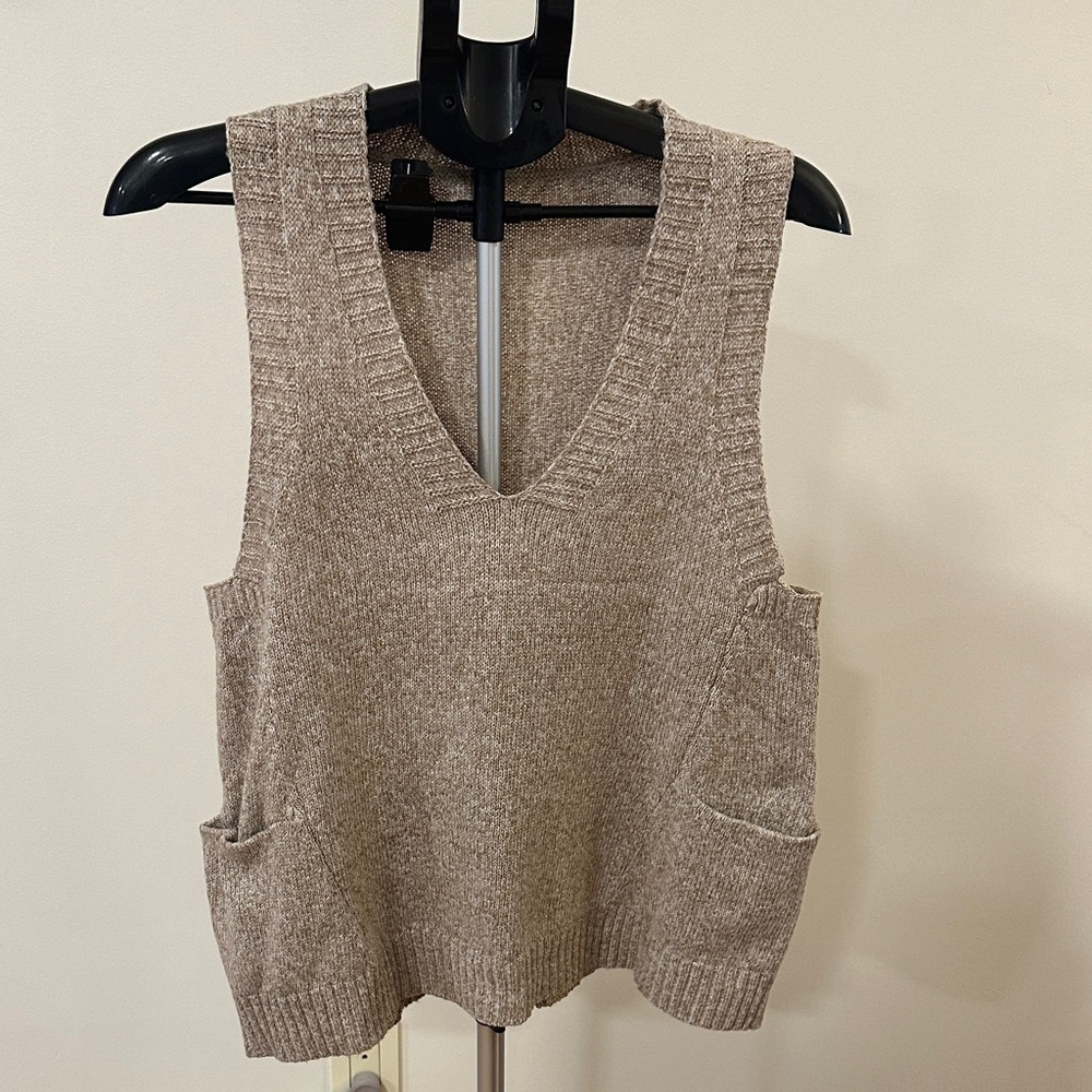 SHEIN Women's V-Neck Sweater Vest - Brown - Size 2